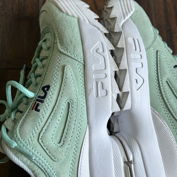 Fila Womens Size 7 Disruptor II Suede Mint Green Sneakers 5FM0038-320 Chunky - Picture 9 of 10